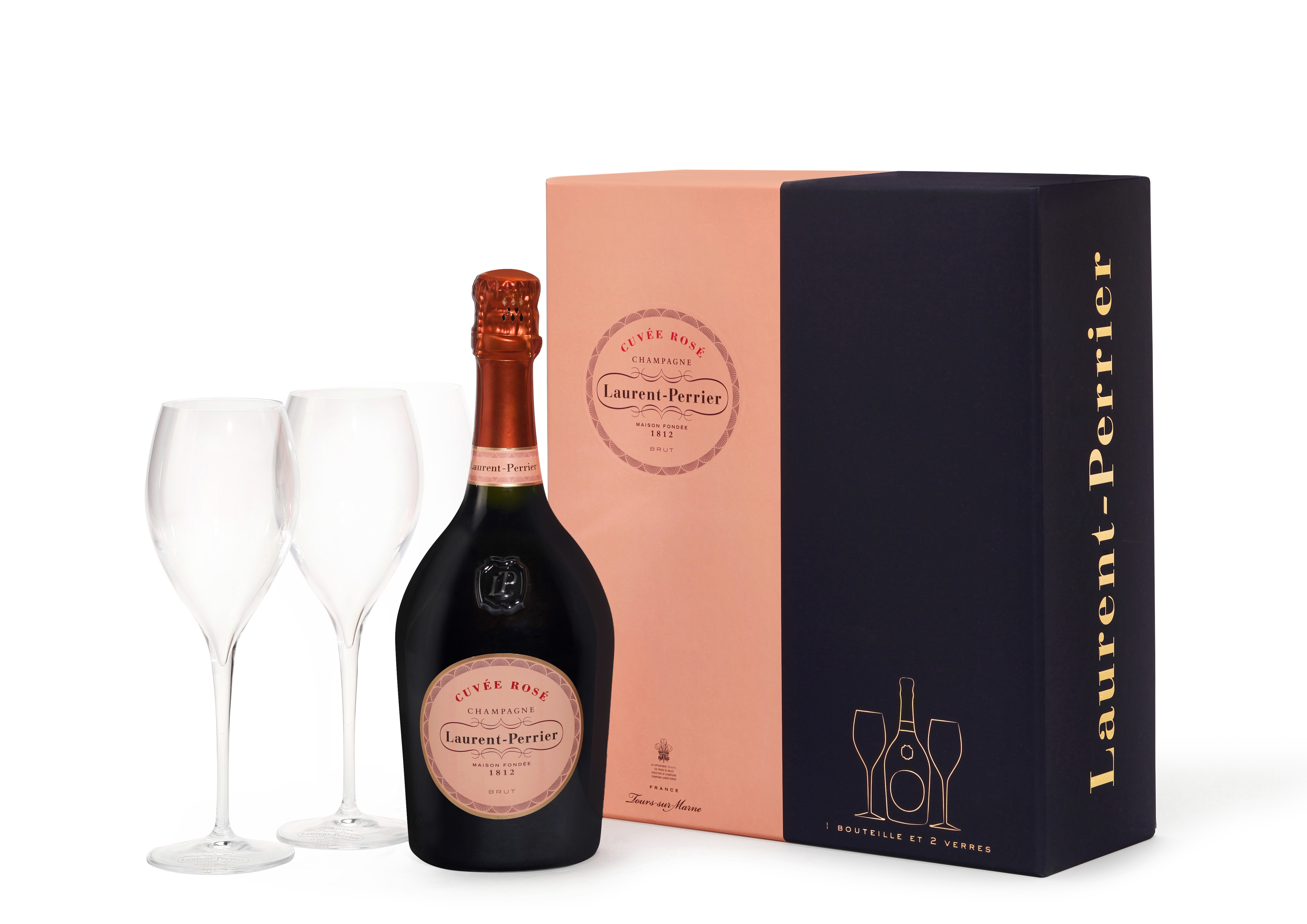 Champagner Laurent-Perrier Cuvée Rosé in GB + 2 Gläser